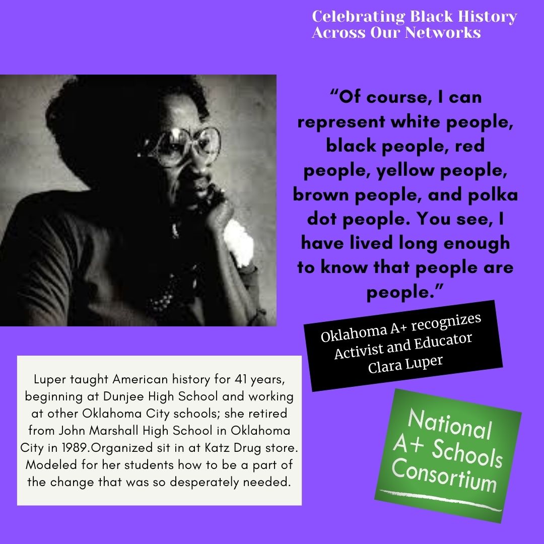 APlusLaLSU's tweet photo. Visit 
https://t.co/vQALCgVSB2 to learn more about the life and impact of Civil Rights Activist/ Educator Clara Luper. 

@NationalAplus
https://t.co/iGUIf3N9MF
@arkansasaplus 
@APlusLA  
@okaplus 
@AplusSchoolsNC
https://t.co/LUuxbld8Jp https://t.co/z44UmGzuuY