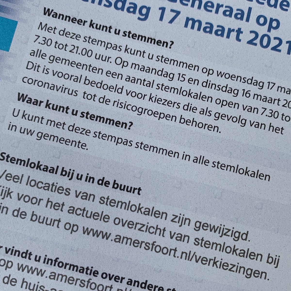 Gelukkig heb ik drie dagen de tijd! #stemmeninallelokalen #rondjeamersfoort #TK2021