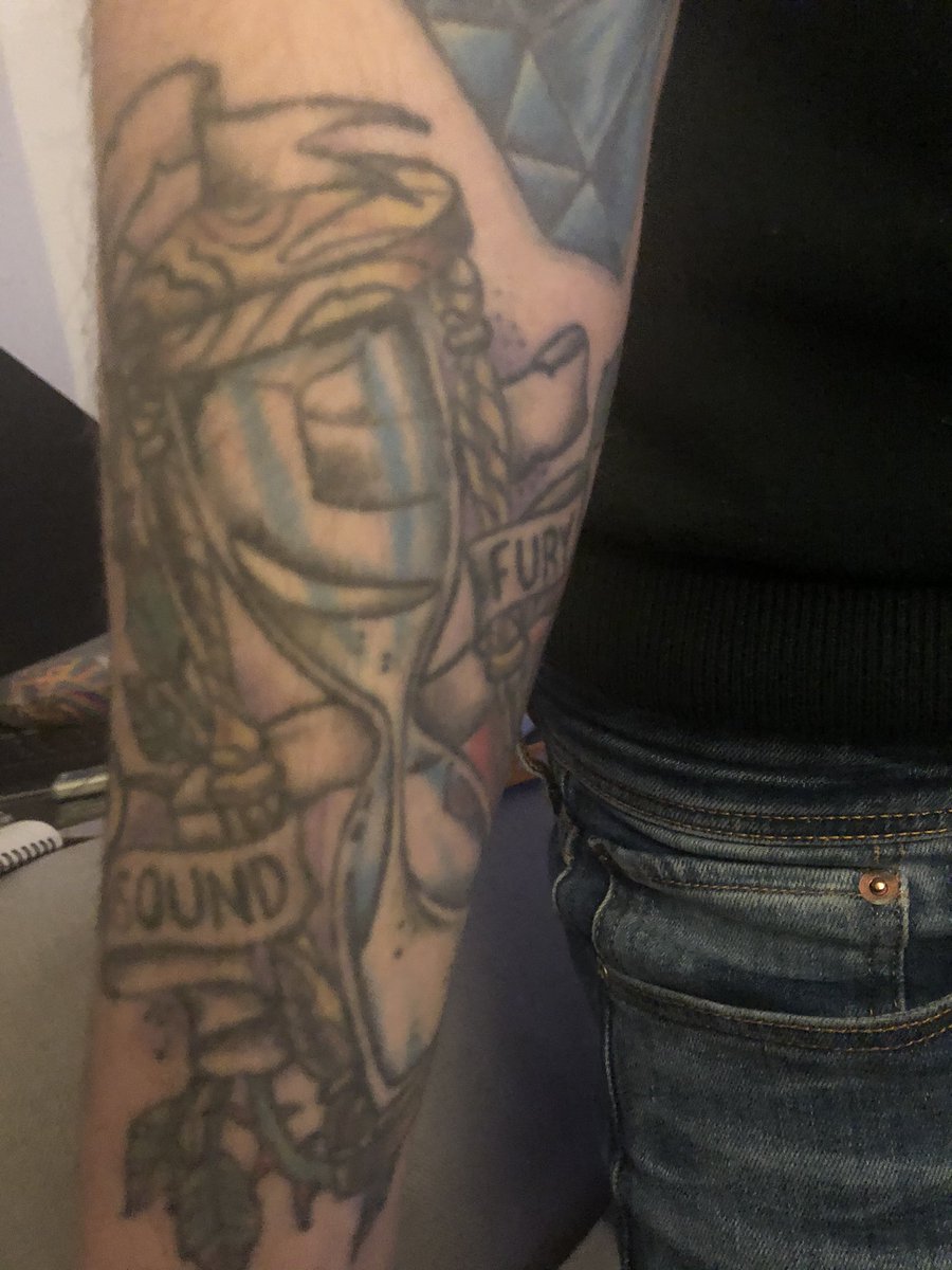 devans_43's tweet photo. @MrEFinch My right arm is pretty covered. #EduTattoo This one includes a Macbeth reference. https://t.co/Rvuh8f0oae