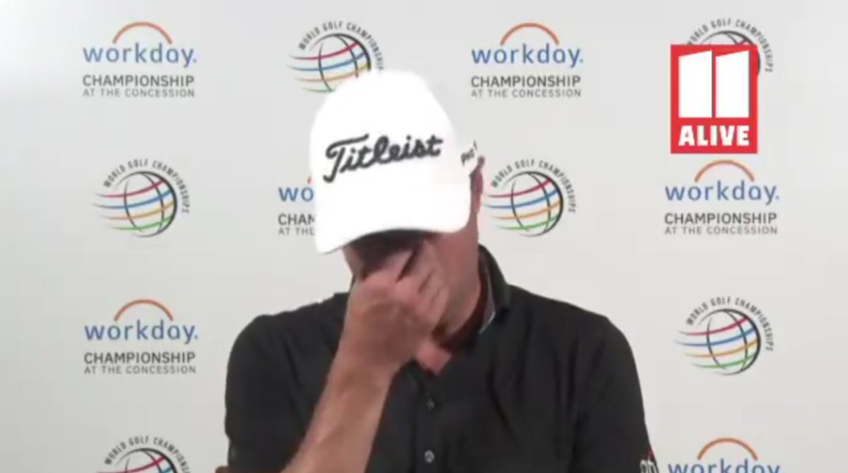 Ben_Hogenkamp's tweet photo. @TronCarterNLU Wiping away tears as he's getting asked about the greens. What a joke @PGATOUR https://t.co/1wZQEPqEfn
