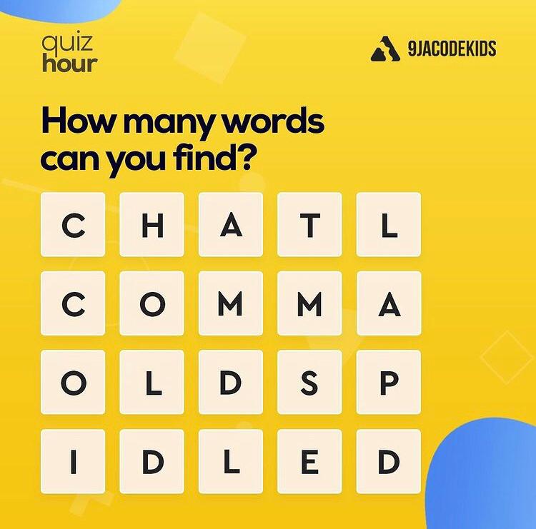 9jacodekids's tweet image. How many words can you find here. Name them in the comment.
#9jacodekids #codeiscatchingme #codinglessonsforkids #afterschoolcodingforkids #programmingforkids
