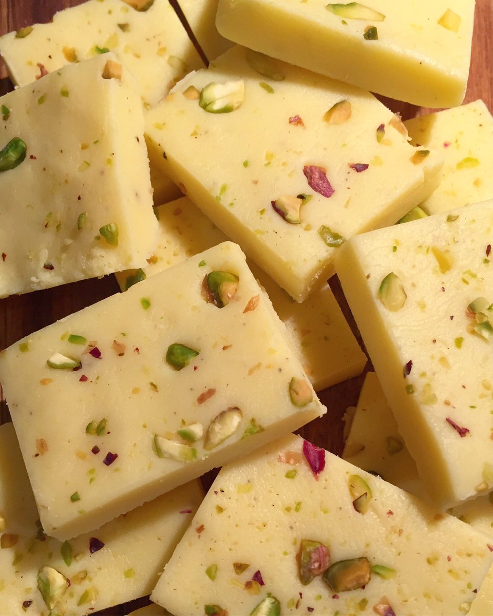 Love barfi! Hadn’t made it in a while  so when <a href="/TheRealManju/">Manju Malhi</a> sent me her cookbook I was inspired to make some! These cardamom and pistachio ones are everyone’s fave! #tuesdayvibe