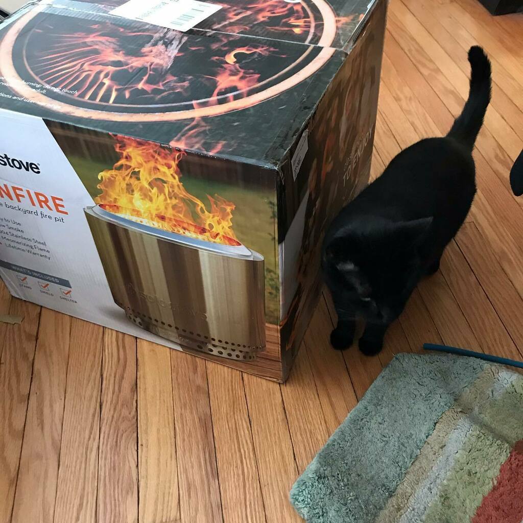 JenJoy's tweet image. Sheldon is excited by all the smells. I'm excited for my new toy which I will be using for my driveway events 🎉 #solostove #cannotwait #lovetobeoutside