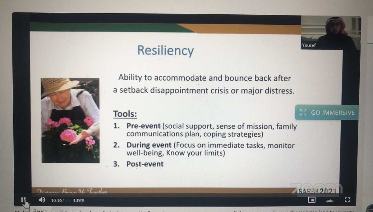 Areej__alm's tweet image. Know your limits,learn psychological first aid and Promote resilience.

Dr.Yousef Alawad 
@yousefalawad 
#SASEM2021