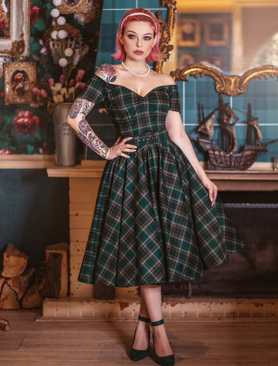british retro tartan dress