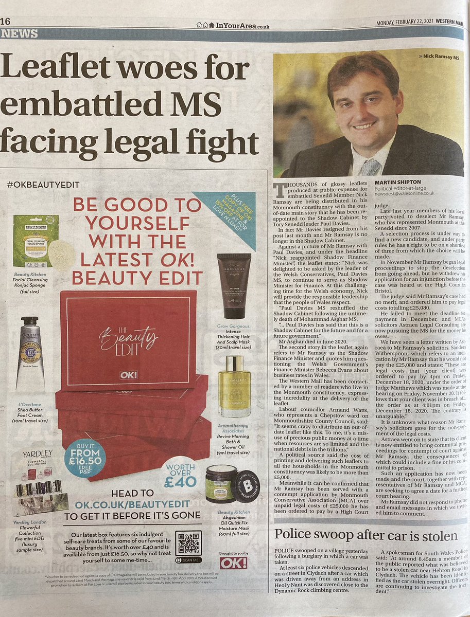 TillsMachine's tweet image. Will the Chair of the Public Accounts Committee, @NickRamsayAM be chatting about his waste of £5,000 public money to #Monmouthshire constituents? Well done Armand Watts #Monmouth deserves better