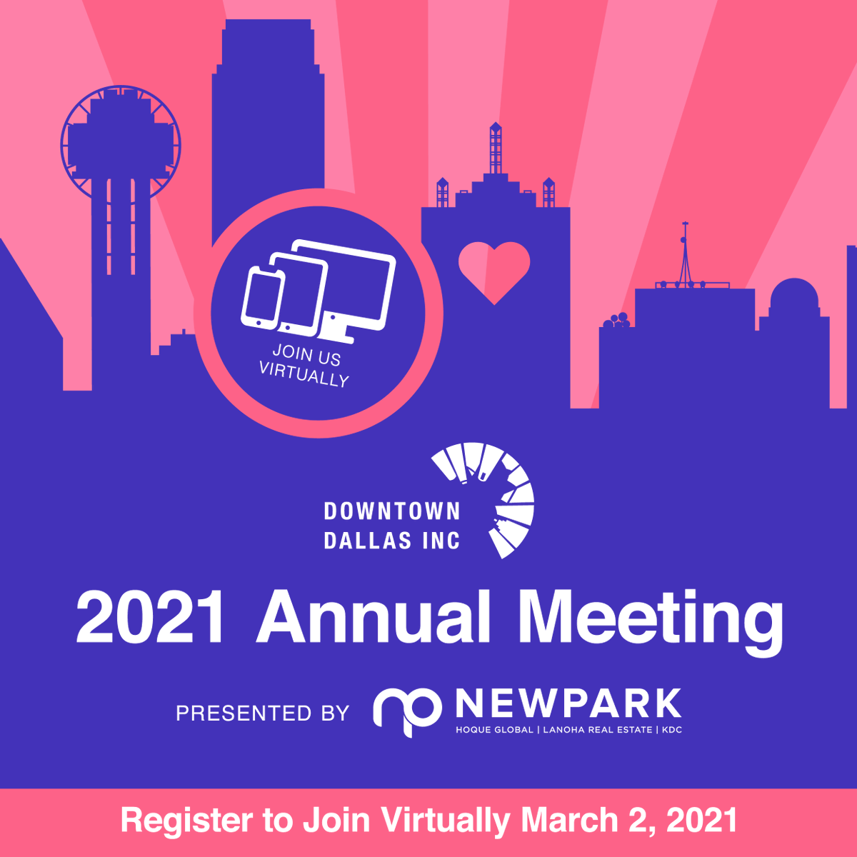 DowntownDallas's tweet photo. It’s not too late to register for the free DDI Annual Meeting, now on Tuesday, March 2 at 12 pm. Join us for an extensive interactive program including the latest Downtown news and project features. 

Register here: https://t.co/SRDELJkiLN https://t.co/fI5ILXUVWm