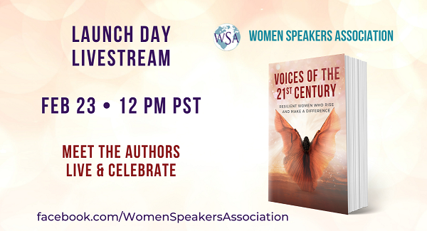WomenSpeakAssoc's tweet photo. Meet and greet the authors of Voices of the 21st Century. Join us for the launch Facebook Livestream today, Tuesday, Feb 23 at 12pm PST/ 3pm EST https://t.co/5dfMQX2gOb #voicesofthe21stcentury #wsapublishing https://t.co/xaLFj3kPvg