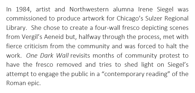 ILClassics's tweet image. Francesca Tataranni &amp;amp; CA Davis - March 11, 4-5:30 PM CT
&quot;One Dark Wall: Waking Up to the Aeneid in 1985&quot; 
RSVP to Classics@northwestern.edu for the Zoom link
#IllinoisClassicsEvents #ClassicsDuringCovid #IllinoisClassicsProfessors