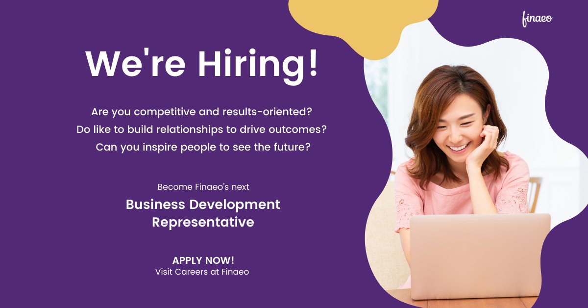 Finaeo (@finaeohq) on Twitter photo Are you Finaeo’s next Business Development Rep? If you or anyone you know is interested in influencing existing or potential customers check out the Job Description to learn more about the role - No Recruiters: finaeo.bamboohr.com/jobs/view.php?…
#hiring #Insurtech Are you Finaeo’s next Business Development Rep? If you or anyone you know is interested in influencing existing or potential customers check out the Job Description to learn more about the role - No Recruiters: finaeo.bamboohr.com/jobs/view.php?…
#hiring #Insurtech
