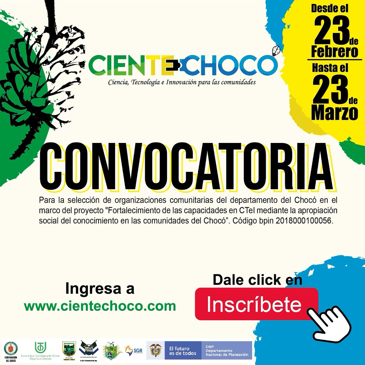 CienteChoco's tweet photo. Abierta convocatoria para participar en el proyecto: "Fortalecimiento de las capacidades en ctei mediante la apropiación social del conocimiento en las comunidades del chocó".
#ciente-chocó #convovatoriaabierta #chocó #atratodariénpacíficobaudósanjuan #comunidad https://t.co/KJdkC3R9ry