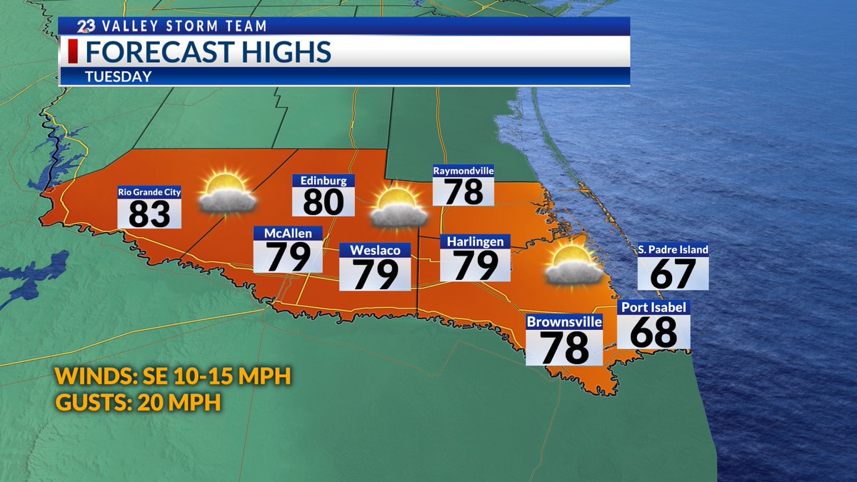 ChrisRamirezWx's tweet photo. Another day with pleasant temperatures across the #RGV. Conditions are a bit muggy, however. Full Local 23 News Weather Forecast at https://t.co/rnNPzvZiPK #TXwx #RGVwx #RGVWeather https://t.co/4euzjeYjj1