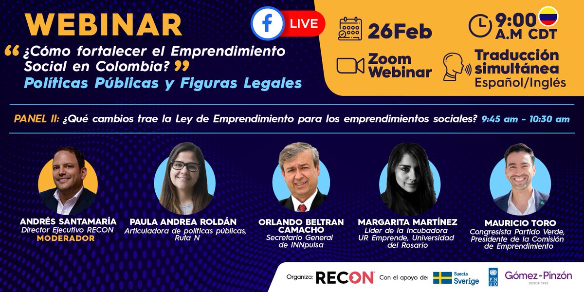AnSANTAMARIA's tweet photo. #WebinarRecon Regístrate https://t.co/F16RAr7zM3
🗣️ Pasos del Emprendimiento Social hacia la formalización
🗣️ ¿Cambios de la Ley de Emprendimiento para los Emprendimientos Sociales?
🗣️ Entre sociedades comerciales y entidades sin ánimo de lucro
🗣️ Experiencias internacionales https://t.co/Tp62Arst1s