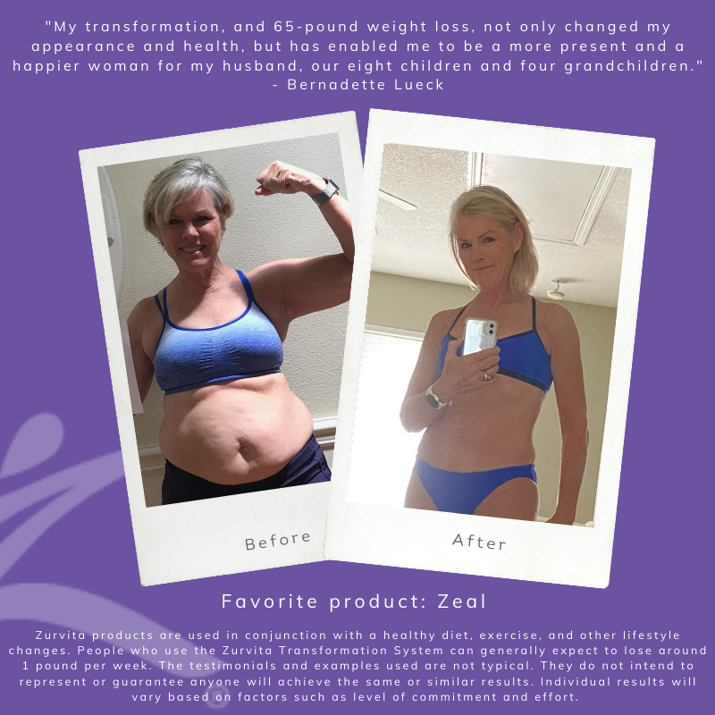 Zurvita's tweet photo. For this #TransformationTuesday, we look at Bernadette Lueck, who defied time and made an incredible transformation. At 60, she decided it was time to make a change and get back to the “old me,” not only for herself and her health, but for her loved ones. #transformationsystem https://t.co/fN5MQK2oyb
