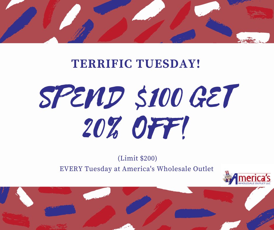 AWO_Boardman's tweet photo. Today is Terrific Tuesday!
Spend $100 in the store &amp; receive 20% off! https://t.co/GE0oVQjpJG