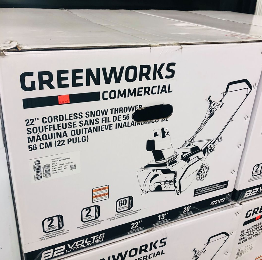 AWO_Boardman's tweet photo. JUST IN! Greenworks Commercial 22" Cordless Snow Throwers!
Priced at $499.99! https://t.co/ypiPIQ0CRk