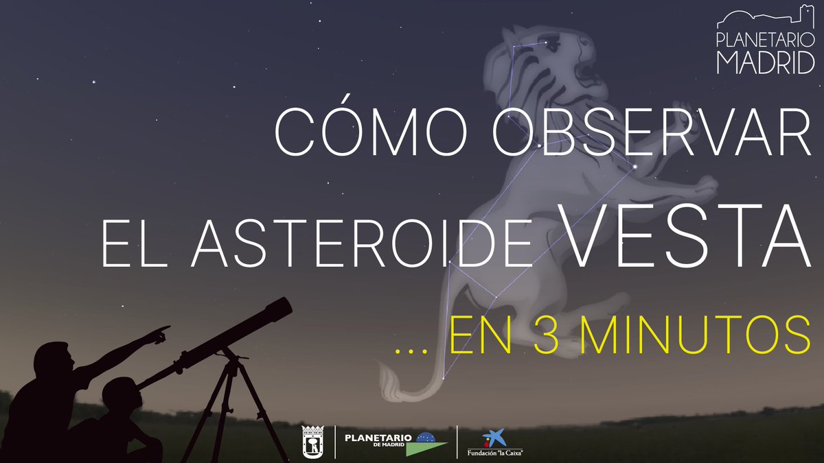 PlanetarioMad's tweet photo. 🆕 La semana que viene, el asteroide Vesta se encontrará en oposición y en su punto más cercano a la Tierra, y será visible con prismáticos o telescopio🔭.

👀🌌 En este vídeo te damos todas las claves para su observación. ¡No os lo perdáis!
Enlace: https://t.co/WMFrYgnJlW https://t.co/7Ec5nKupkf