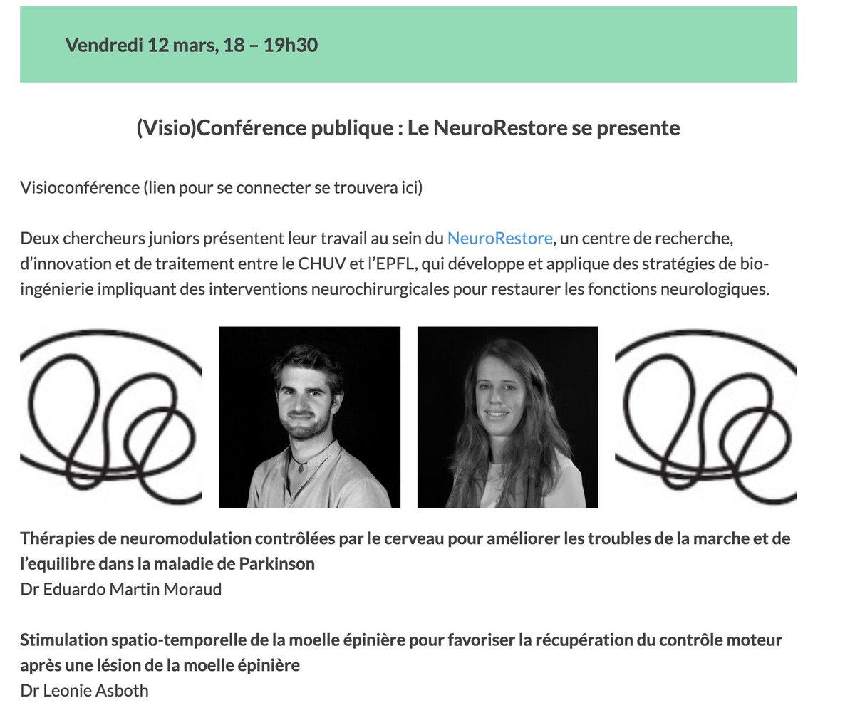 EdMoraud's tweet image. Join us for this year's Brain Awareness week #CHUV on Friday, March 12 ! @Neurorestore_CH 
wp.unil.ch/lasemaineducer…