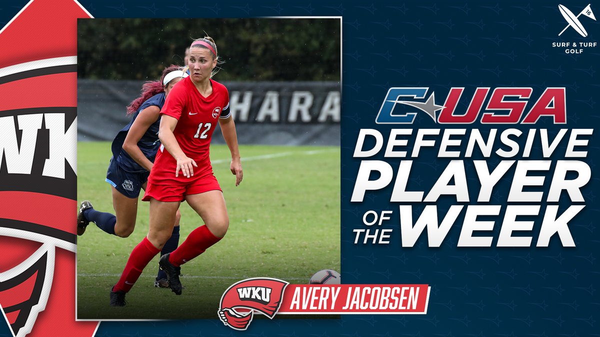 📢: Congratulations to <a href="/WKU_Soccer/">WKU Soccer</a>’s Avery Jacobsen, #CUSAWSOC Defensive Player of the Week presented by @surfandturfgolf! ⚽️

🏅1️⃣ | #TheCUSAWay