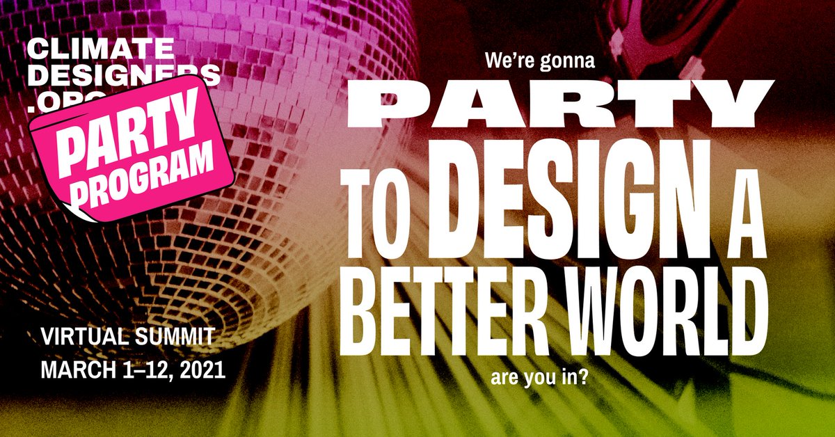 ClmtDesigners's tweet photo. It's all hands on deck to design a better world — that's why I'm going to #ThePartyProgram from @clmtdesigners. If you are a designer (in any field!) or a creative who who works for climate action, you don't wanna miss this event.
Grab your ticket today: https://t.co/MmtdxroUaD https://t.co/KrB9PSYK9i