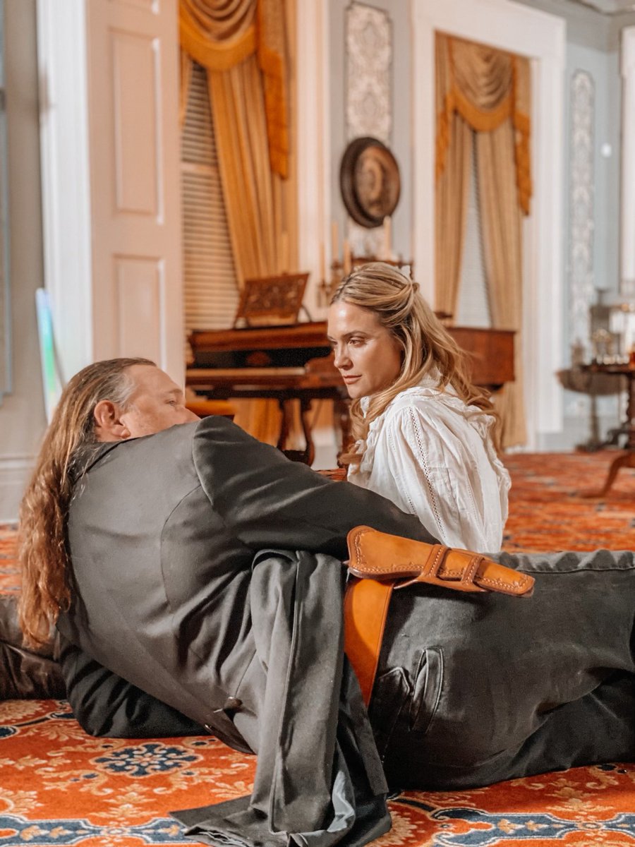 ImVictoriaPratt's tweet photo. Two of my favorite things- making movies, and hanging out with my sweet hubby. LOVE when I get to do both! A behind the scenes shot of Thorn and Carol. 
#DesperateRiders 
#MikeFeifer https://t.co/VChey3DLiL