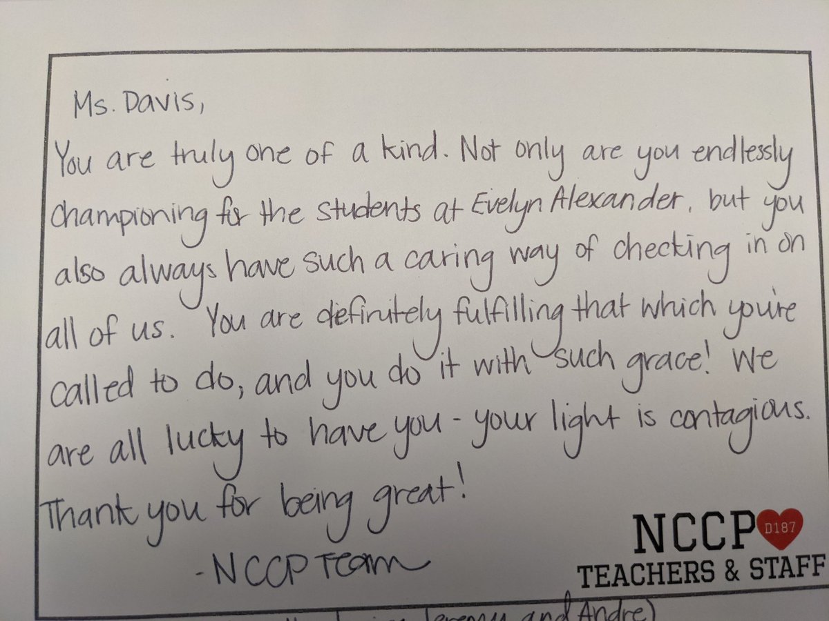 This note from NCCP made my whole day. Thanks for the encouragement. #d187together #Nccp