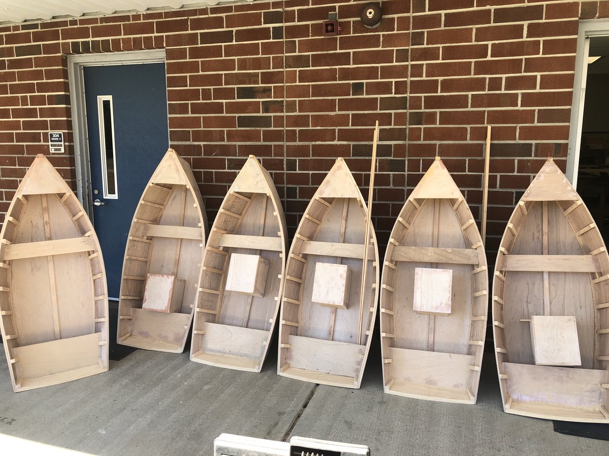 This is so cool!!!  Coming soon, 6 handmade skiffs for sale - made with love from <a href="/DownEastMiddle1/">Down East Middle School</a> construction students.  Thank you Mr. Kittrell and Mr. Guthrie for helping to make this learning experience happen!!!@AllisonCTE <a href="/CarteretK12/">Carteret County Public School System</a> #CTEMonth #ShineTheLight #handson