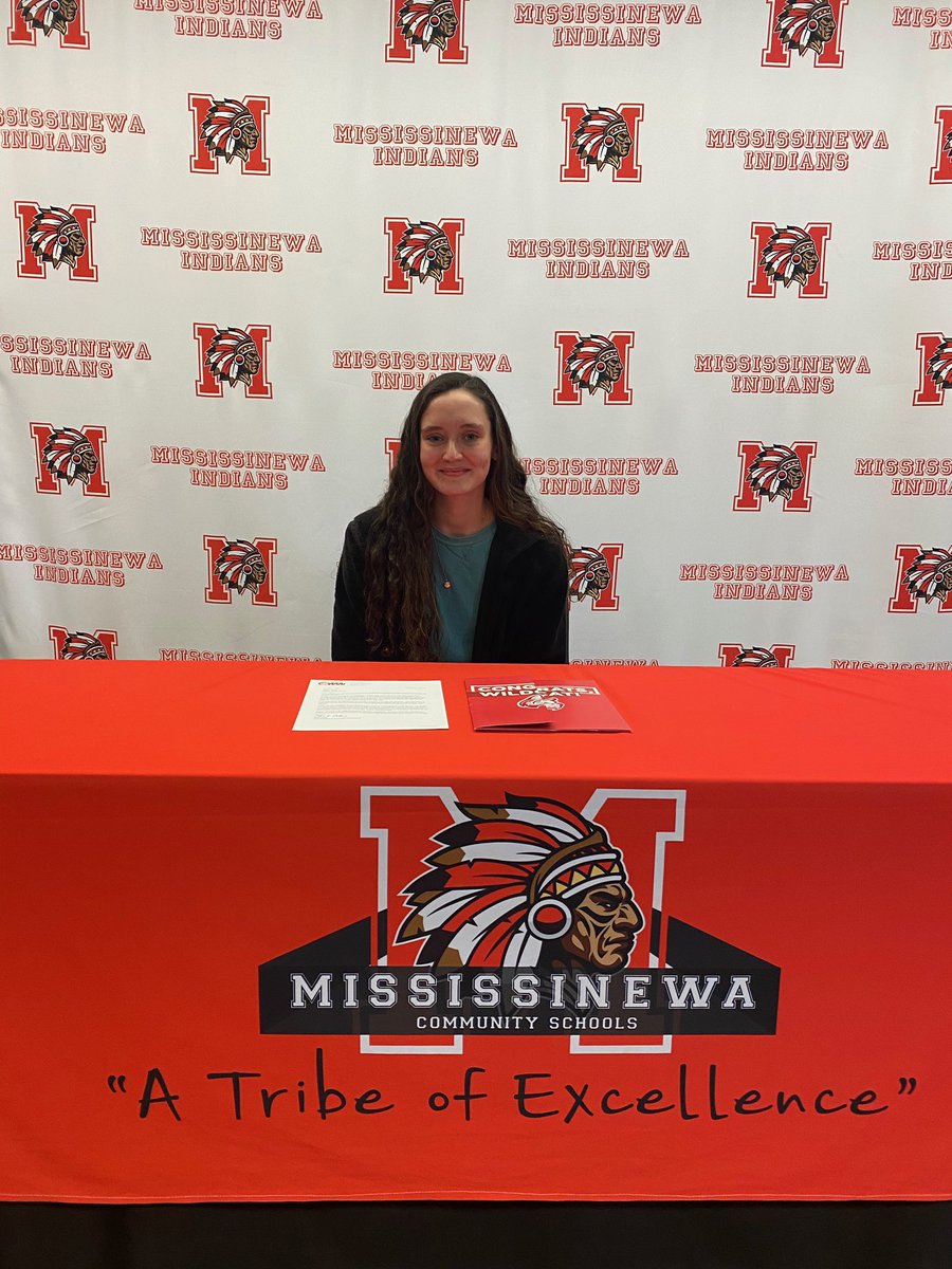 MCSCSchools's tweet photo. Alayna Webb @mississinewa_hs proudly displays her acceptance materials to Indiana Wesleyan University @IWU. MCS is proud of you! #IndianaWesleyan #atribeofexcellence https://t.co/12UiDUDnOr