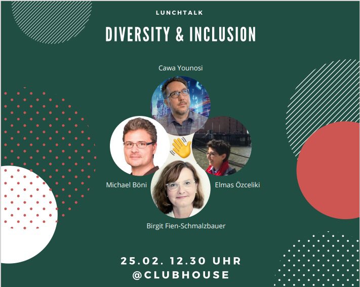 B.Fien-Schmalzbauer (@birgit_fien) on Twitter photo Lunchdate gefällig? Am Donnerstag 12:30 sprechen wir auf #clubhouse über D&I | beyond gender mit <a href="/CYounosi/">Cawa Younosi</a> Warum spielt Alter eine Rolle? Können wir das auflösen? Und viel mehr im #WOL #frauenstärken Style <a href="/netzabine/">Sabine Kluge</a> <a href="/katha_krentz/">Katharina Krentz</a> @MeyerVera @ChristianeAhoi <a href="/KristinaFassler/">Kristina Faßler 🌊</a> Lunchdate gefällig? Am Donnerstag 12:30 sprechen wir auf #clubhouse über D&I | beyond gender mit <a href="/CYounosi/">Cawa Younosi</a> Warum spielt Alter eine Rolle? Können wir das auflösen? Und viel mehr im #WOL #frauenstärken Style <a href="/netzabine/">Sabine Kluge</a> <a href="/katha_krentz/">Katharina Krentz</a> @MeyerVera @ChristianeAhoi <a href="/KristinaFassler/">Kristina Faßler 🌊</a>