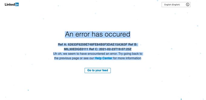 LinkedIn Error Message