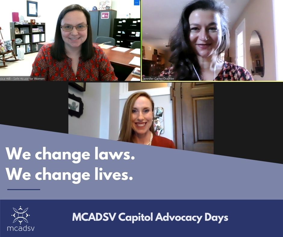 Thank you <a href="/SEMOSafeHouse/">SEMO Safe House</a> for participating in our virtual Capitol Advocacy Days, and supporting MCADSV in the work to unite Missourians to end rape and abuse. #WeChangeLawsWeChangeLives #moleg