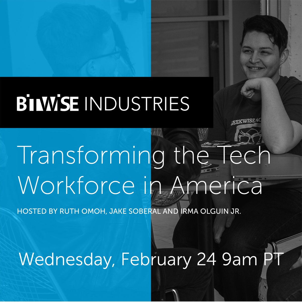 Join us tomorrow, February 24 at 9am PT for Transforming the Tech Workforce in America: Hosted by @ruthumohnews, with @jakeasoberal and @irms!

RSVP! ➡️ bit.ly/tech224 (1/2)