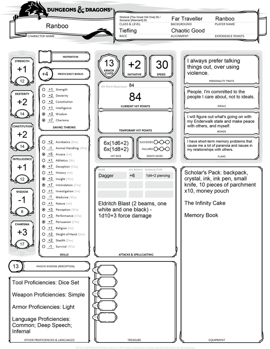 It's Ranboo! But he's a level 12 D&D character! (full character sheet PDF linked below.)

#ranboofanart @ranbooart 