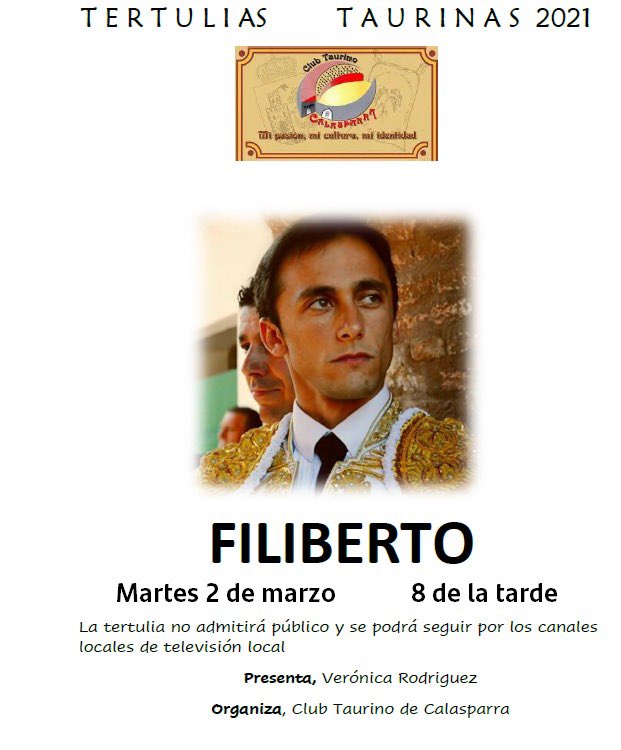 Primera #TertuliaTaurina de 2021. Retransmitida por los canales locales de televisión y sin público pero mantendremos el contacto con el aficionad@. Presenta Verónica Rodriguez , el martes próximo estaremos con <a href="/FilibertoMtnez/">Filiberto</a> . #MiPasionMiCulturaMiIdentidad