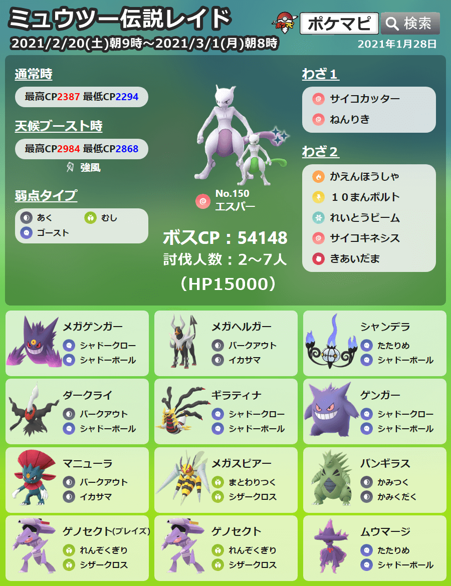 ポケモンgo攻略情報 ポケマピ على تويتر ミュウツー 狙いの方は今日のレイドアワーがチャンス 三鳥も出るので 招待レイド掲示板 でミュウツー集中狙いがおすすめです レイドアワー時には特に投稿が多くなるので 優良ホストとマッチングしやすい自動優先参加を