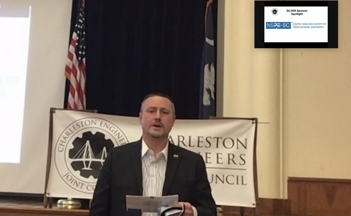 SCSPE's tweet photo. Happy @Discover_SC #EWEEK! For Engineers Week,  #SCSPE &amp; #SCSPECharlestonChapter were happy to Sponsor the #CEJC Banquet.  Thanks, Ivan &amp; Pres. @gittensPE4ever for representing @NSPE &amp; SCSPE.  Attendees, consider joining #NSPE/SCSPE. Student members = $0. √ out scholarships too. https://t.co/jUtnl1EEGa
