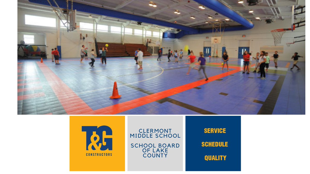 TGConstructors's tweet photo. Clermont Middle School for the School Board of Lake County was an HVAC renovation successfully completed in the gymnasium. For the full scope check out our website! 
#FEFPA #Education #TGConstructors https://t.co/WZ3tQKnY9x