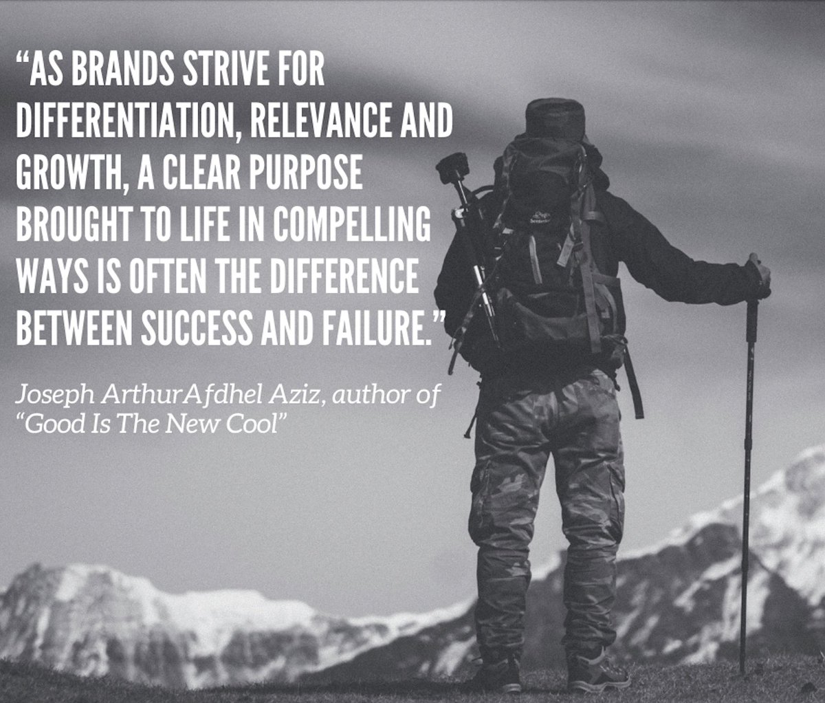 “As brands strive for differentiation, relevance and growth, a clear purpose brought to life in compelling ways is often the difference between success and failure.”
Afdhel Aziz, author of “Good Is The New Cool”