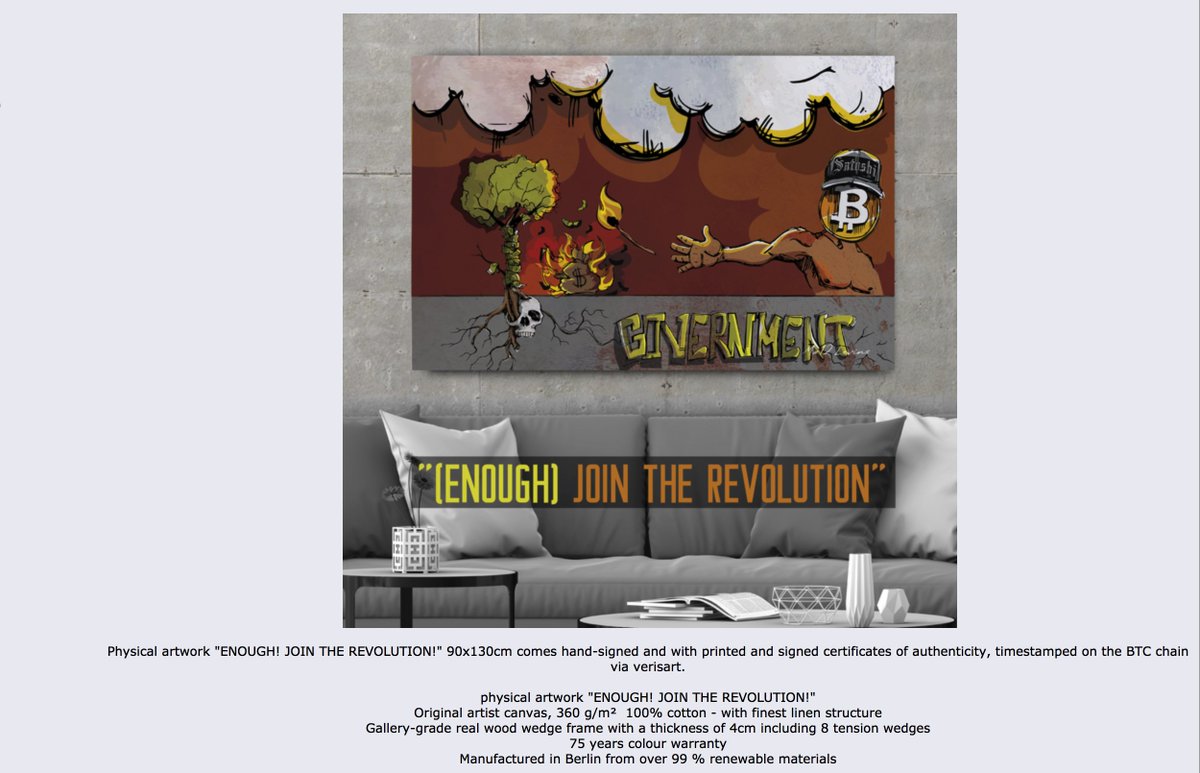 mx12art's tweet photo. [AUCTION] "ENOUGH! JOIN THE REVOLUTION!"
1 Days left

https://t.co/qOyIK8gzre

Don't miss this #cryptoart #bitcoinart by mx12.levins
#RevolutionNow #bitcoins #cryptoart #cryptoarts 

#cryptocurrency #NFT #NFTs #Nifty #collector #bitcoincollector #digitalart #DigitalArtist https://t.co/ePdAFq5fii