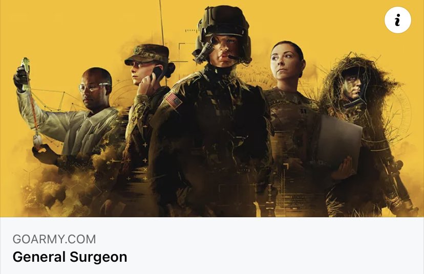 Army Medicine San Antonio is looking for General Surgeons!

If you are a General Surgeon and looking to see what the Army can offer you, please message or call us today!

(210) 793-7706
#army #armymedicine #generalsurgeon #generalsurgery