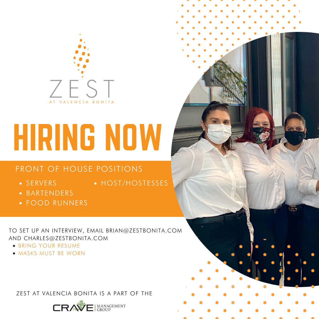 craveculinaire's tweet photo. @zestbonita is hiring several Front of House Positions! We're looking for trained professionals to join our five-star team. Send your resumes to brian@zestbonita.com AND charles@zestbonita.com. #swfljobs #swflhostjobs #swflrestaurantjobs #nowhiring #hiring #swfljobboard https://t.co/yeDhPciZ1w