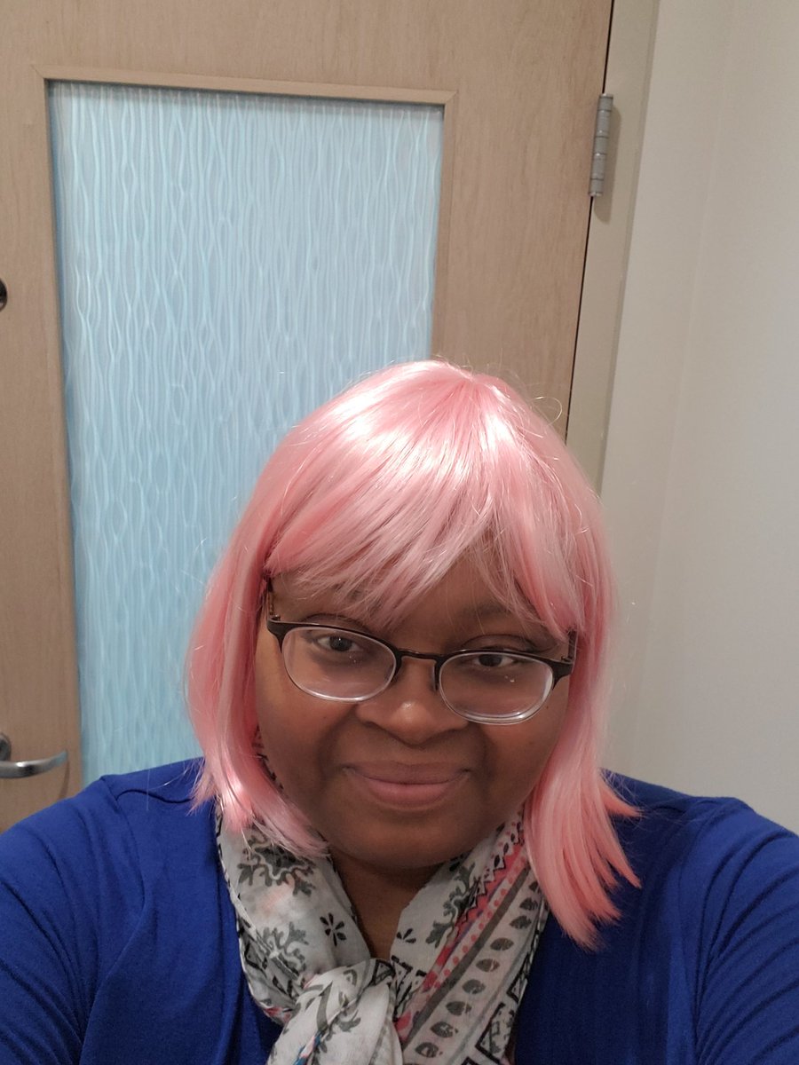 Rocking it as I near the radiation finish line. Thanks to <a href="/pinkwigproject/">The Pink Wig Project</a> for boosting my spirits! <a href="/FCPSR2/">FCPS Region 2</a> <a href="/FSP_FCPS/">Family-School Partnerships</a>