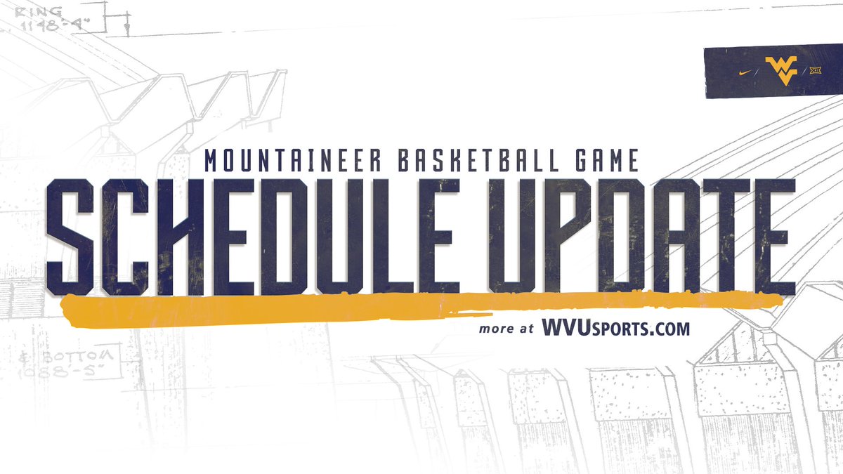 🚨 Big 12 Schedule Alert 🚨

The Big 12 has announced the schedule for the remainder of the season.

📅 Feb. 25 - at Baylor (Canceled)

📅 Feb. 27 - KSU (Home)

📅 Mar. 2 - Baylor (Home)

📅 Mar. 4 - TCU (Home)

📅 Mar. 6 - OSU (Home)

➡️wvusports.com/news/2021/2/23…

#HailWV