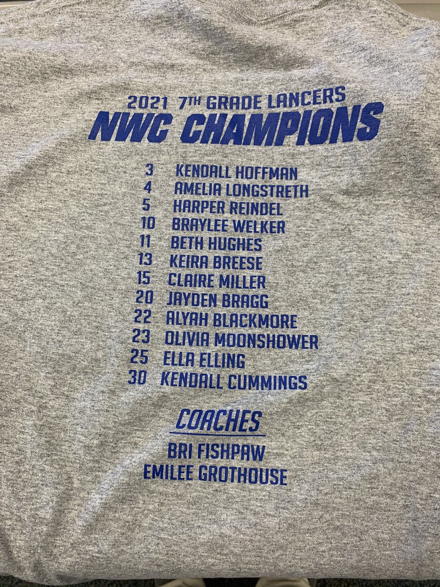 Coach_kwill19's tweet photo. T-shirts are in!! Congrats again 7th graders for bringing home NWC championship! https://t.co/47iOQSkDcW