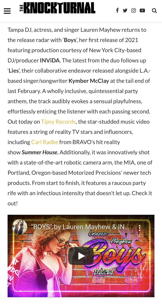 TONS of awesome new press on the release of “BOYS” w/ @invidamusic! Thanks @outnowm, @_TheKnockturnal, & @oneedmnetwork! @tipsyrecordings @getin 😍😍😍