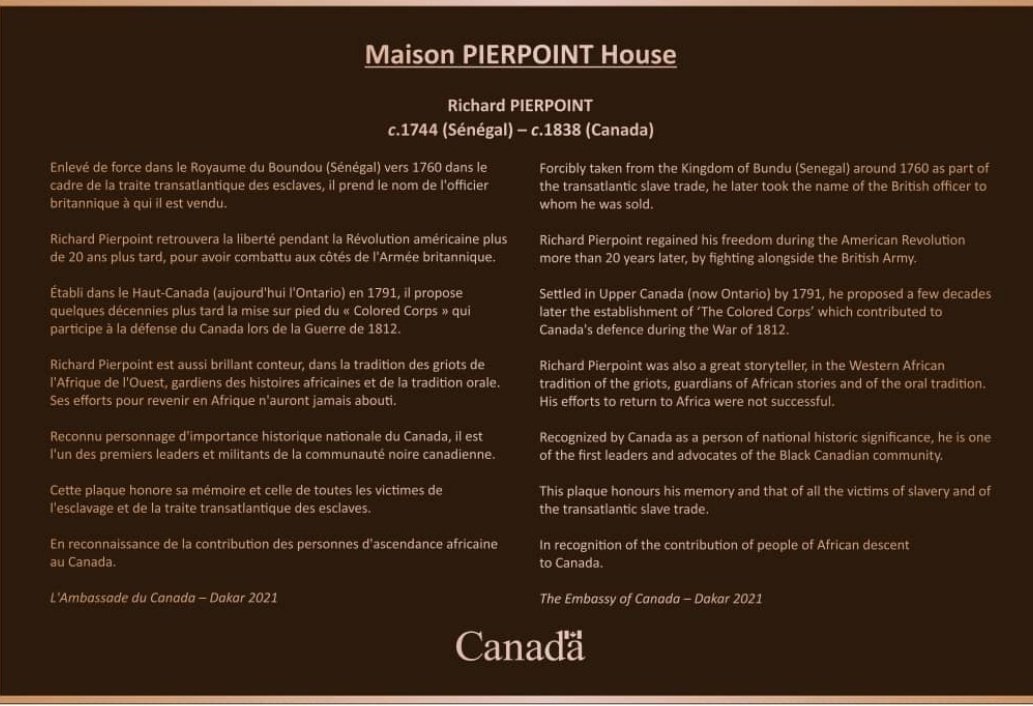 In excellent company for 🇨🇦-🇸🇳 #DutyOfRemembrance & the dedication of #MaisonPierpointHouse in #Dakar for #BHM. See video: youtu.be/y-qBVyzikEI
 #MHN2021.