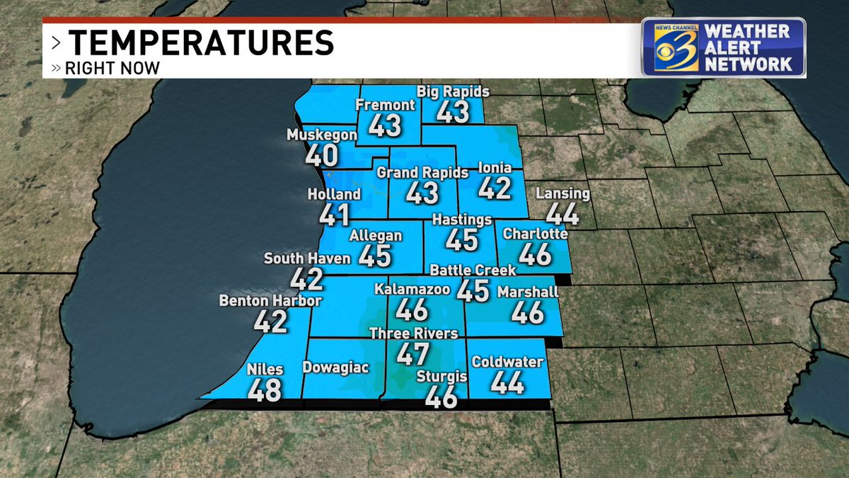 JeffPorterWX's tweet photo. Your #WestMichigan temperatures #wwmt :) https://t.co/yzfhWn67Oe