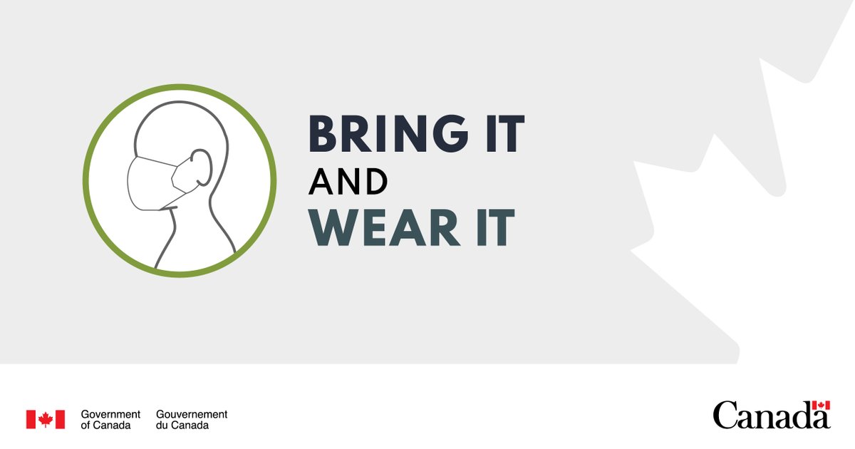 If you’re travelling in 🇨🇦, remember to wear a face mask or covering, especially when you can’t keep your distance from others. #DoYourPart and #BringItAndWearIt 😷 Learn more: ow.ly/N0pU50CosyY