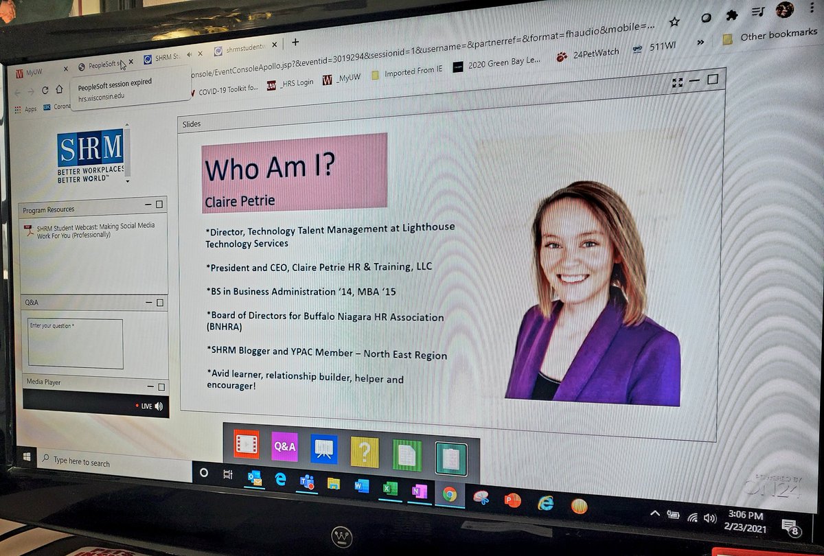 JeffPally's tweet photo. Great way to close out the day by listening to my friend @_strclaire present a @SHRM Student Webcast: "Making Social Media Work For You (Professionally)" #SHRM #SHRMYPAC #SHRMBlogger #MySHRMStory https://t.co/221K2uGUQL