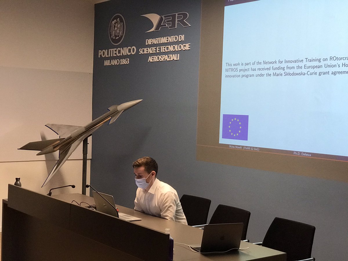 AlbertoGuardone's tweet photo. Congratulations to our Myles Morelli from @nitrosEJD, who successfully defended his PhD on in-flight ice accretion and detection on rotorcraft today at @AerospacePoliMI. Way to go! https://t.co/A5k0eGYaMw